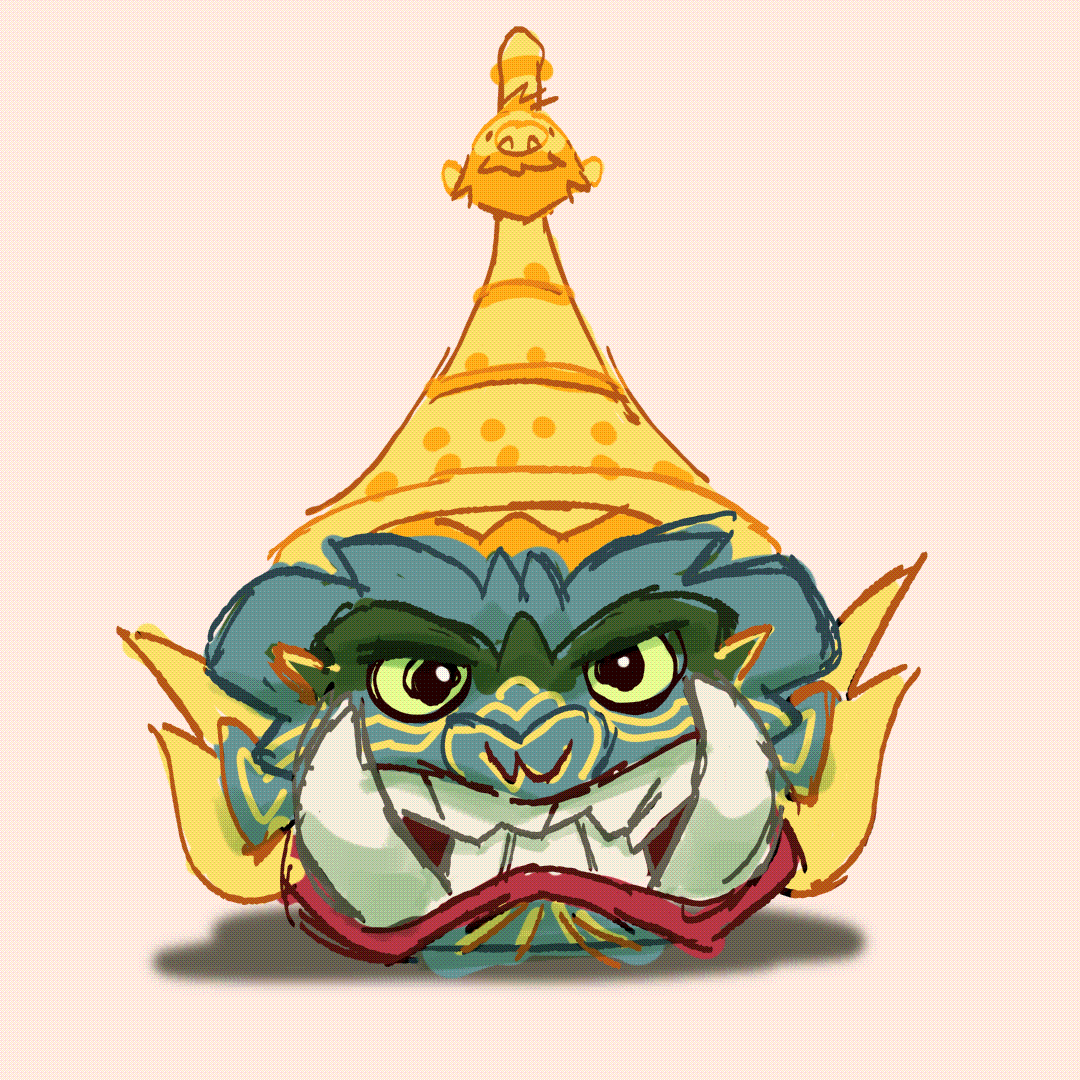 A traditional Thai temple spirit guardian. This one's angry it's lost its body. Also testing out new animation apps on the iPadPro.